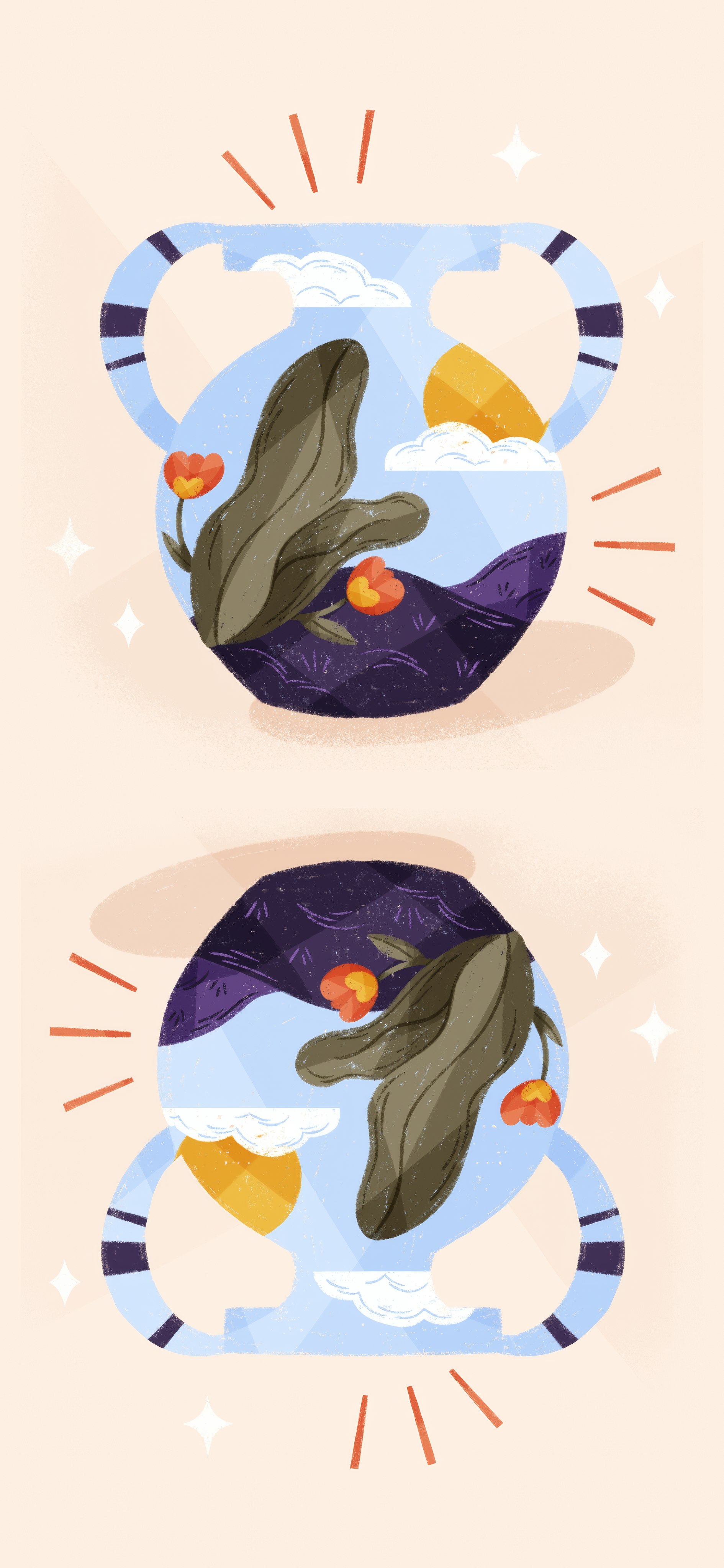 life in a pot wallpaper with illustration background
